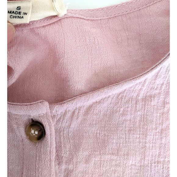 Women's OTT Smocked Bohemian Front Button Up Pink Dress Size S - Picture 2 of 5